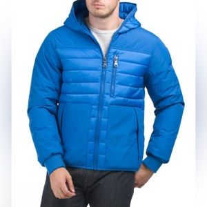 NEW PAJAR Mens Barlow Hooded Puffer‎ Jacket Atlantic Blue Medium Mixed Media